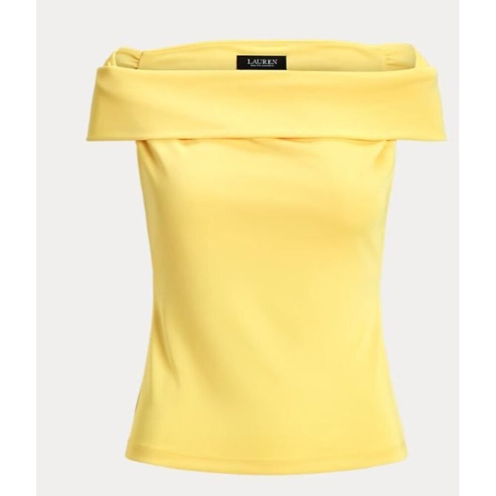 NEW Lauren Ralph Lauren Women's Top Stretch Jersey Off the Shoulder Yellow XL